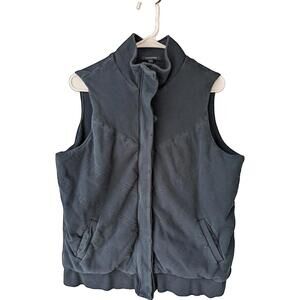 Lands' End Women's Large Petite Black Vest Cotton Blend Sleeveless Jacket y2k